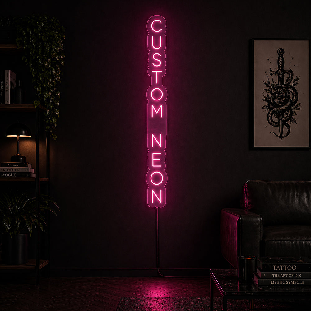 Letrero de neón vertical personalizado - Editor en línea - Hecho en Londres - Luz LED de neón