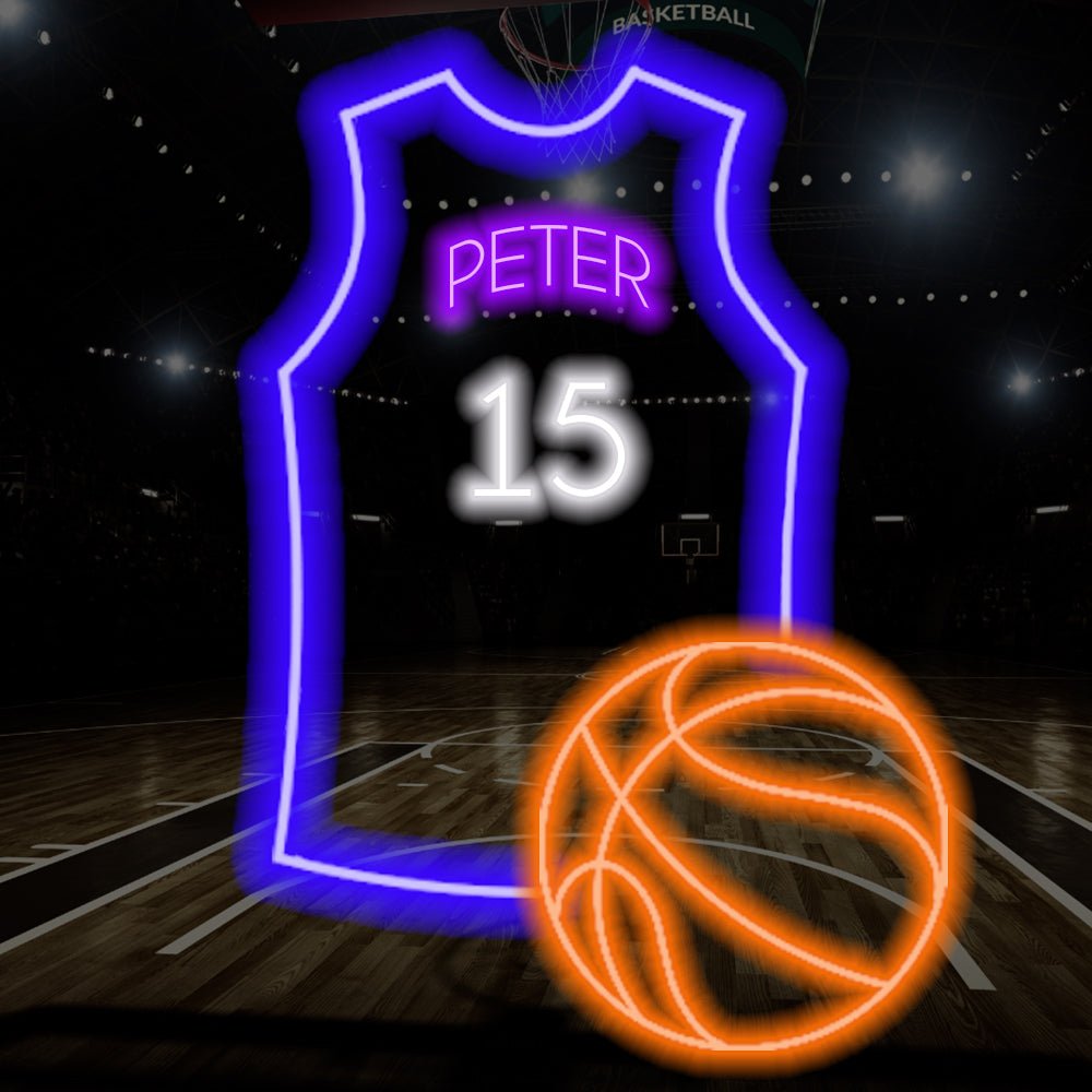 Basketball-Trikot-Teil, individuelles LED-Neonschild – Planet Neon