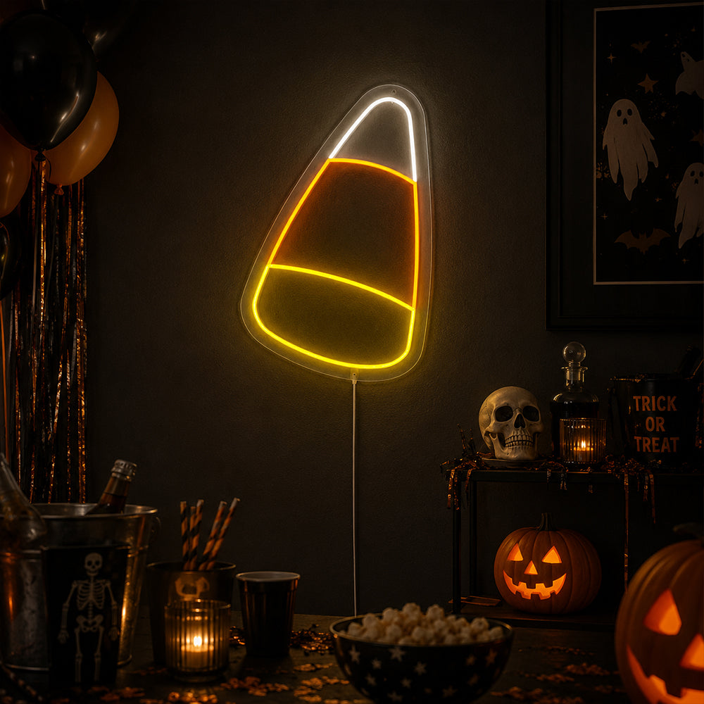 Candy Corn - letreros de neón LED para Halloween hechos en Londres