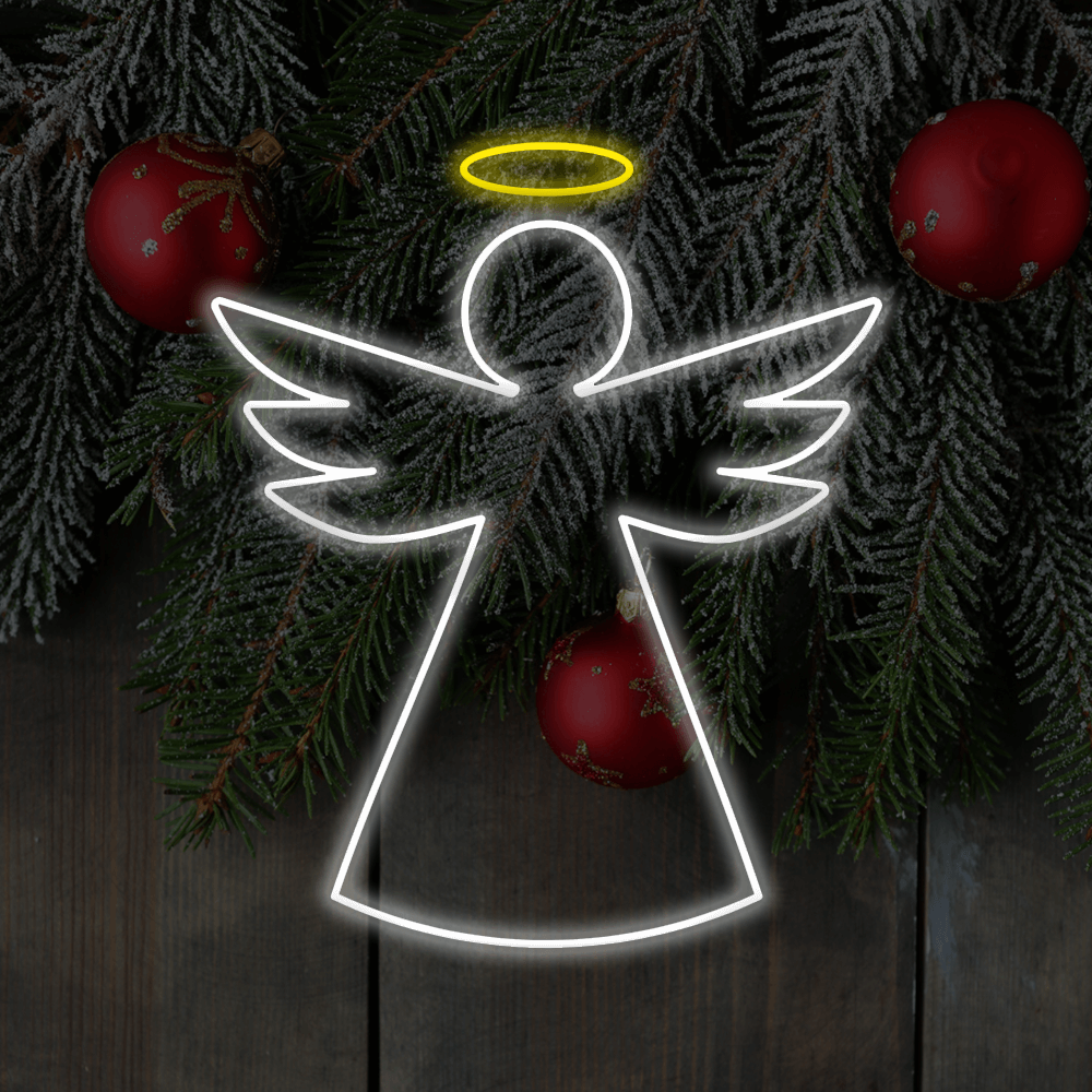 Sinal de néon LED de anjo de Natal - Feito em Londres Sinais de néon de Natal - Planet Neon