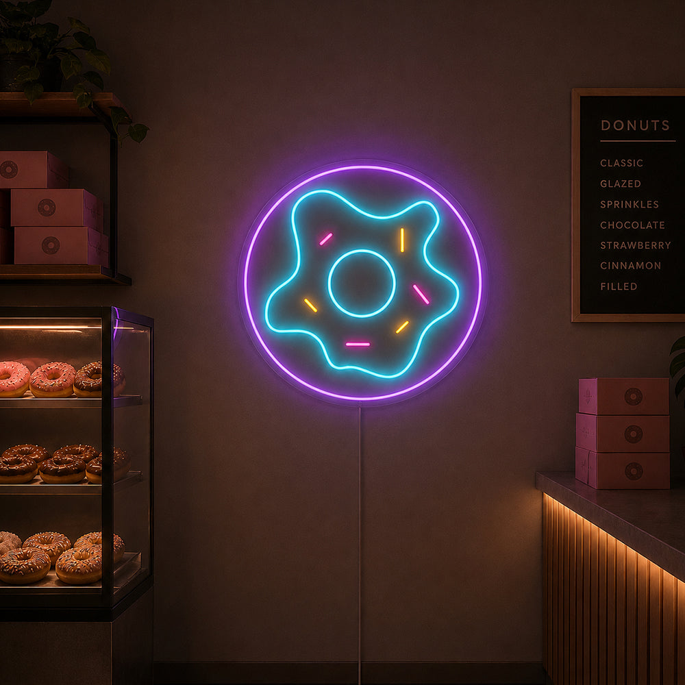 Donut liderou o sinal de néon - Made in London Food Restaurants Sinais de neon