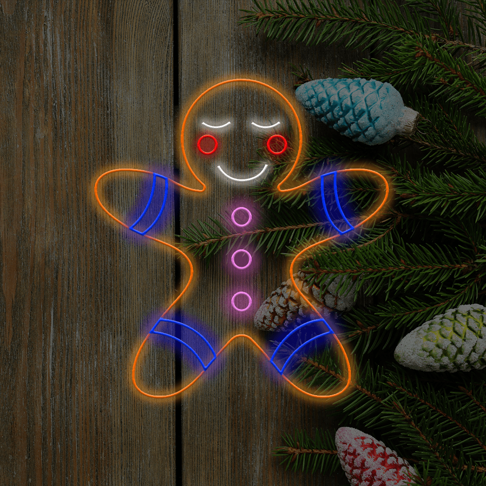 Sinal de néon LED Gingerbread Man - Feito em Londres Sinais de néon de Natal - Planet Neon