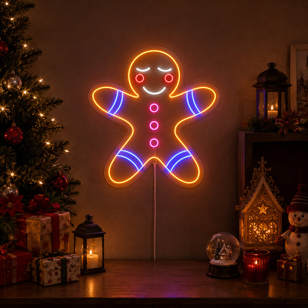Letrero de neón LED Gingerbread Man - Letreros de neón navideños hechos en Londres