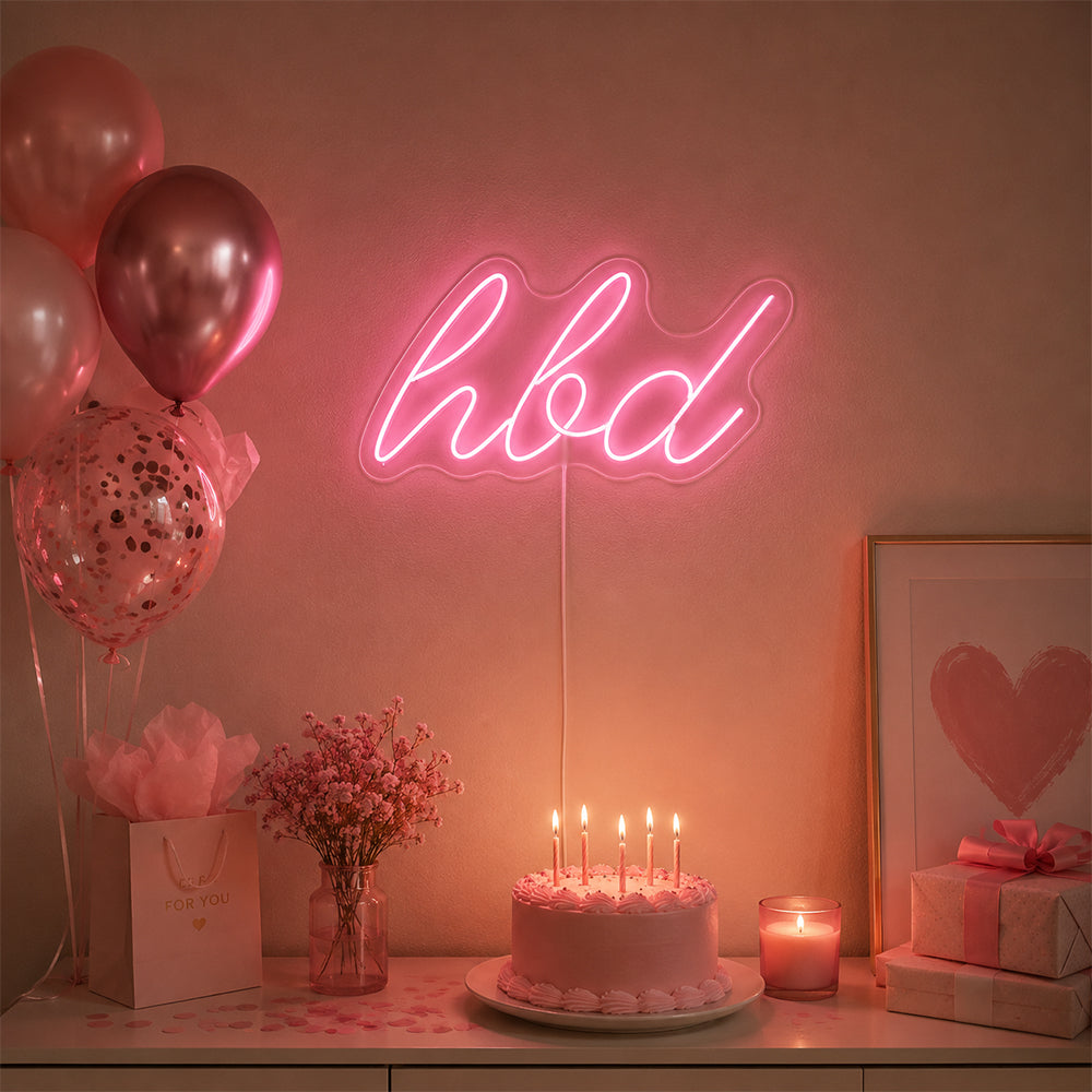 Alles Gute zum Geburtstag HBD -LED -Neonschild - Made in London Party Neon Zeichen