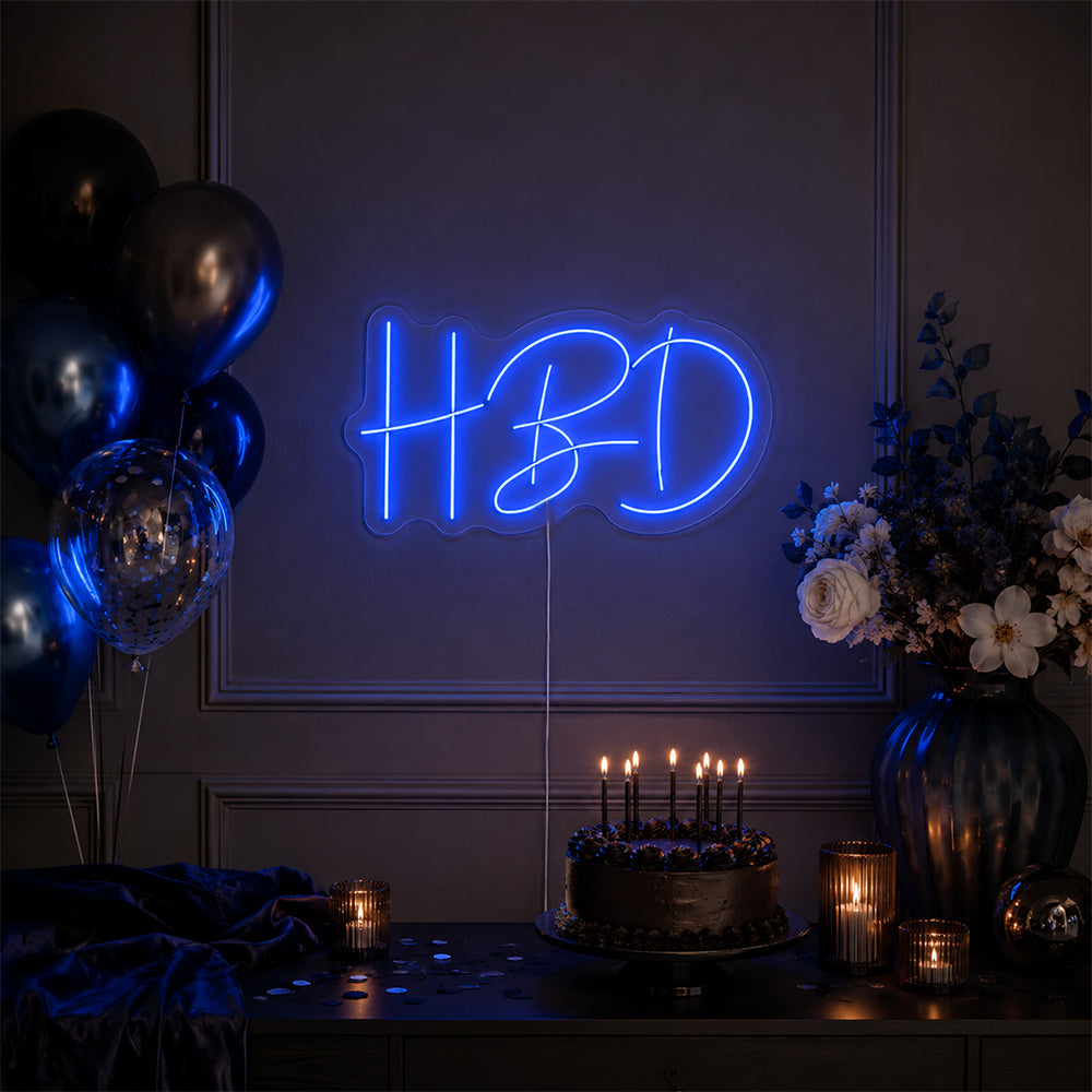 Alles Gute zum Geburtstag HBD Caps Led Neon Schild - Made in London Party Neon Zeichen
