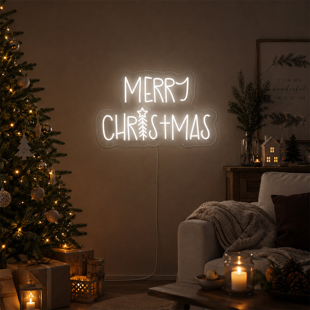 Merry Tree Christmas Led Neon Sign - Made in London Christmas NEON -merkit