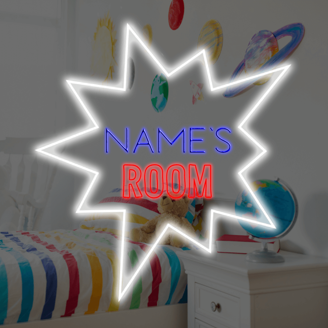 Pop Art com parte do nome letreiro de néon LED personalizado - Planet Neon