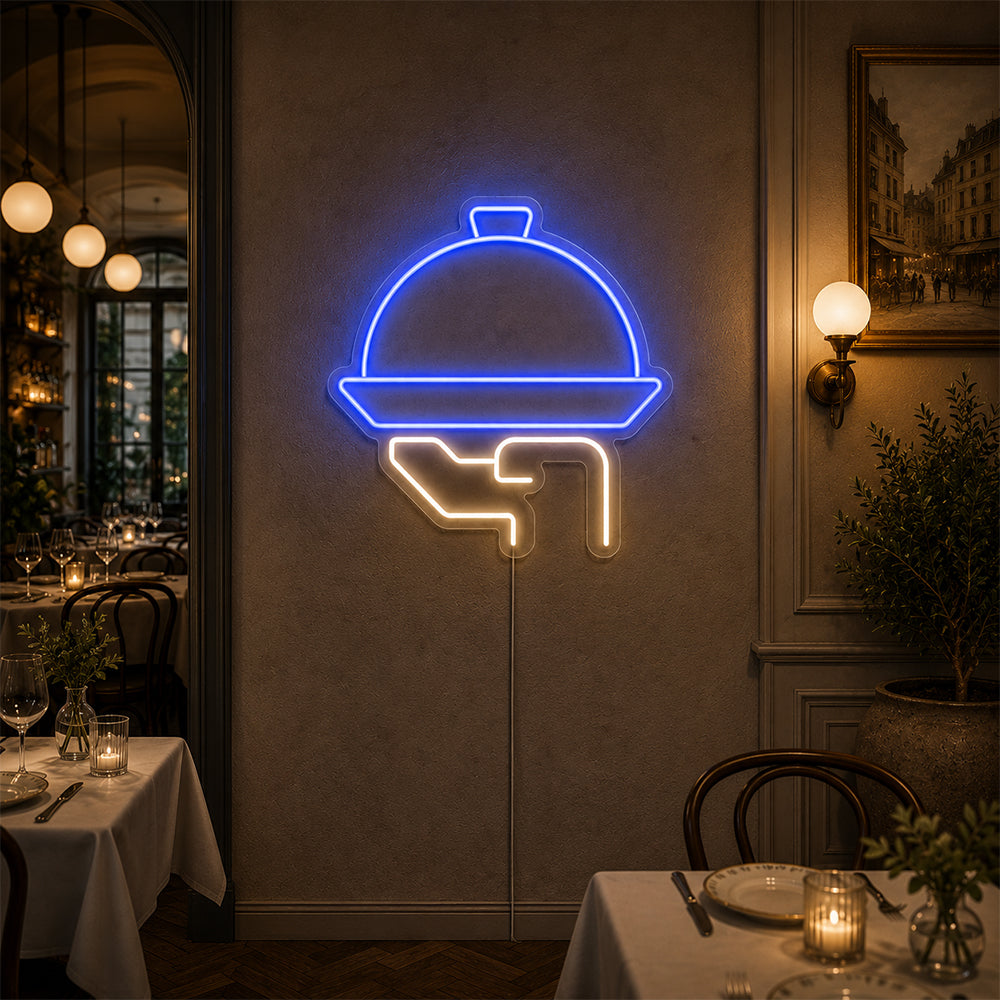 Servindo bandeja liderada pelo sinal de néon - Made in London Food Restaurants Sinais de neon