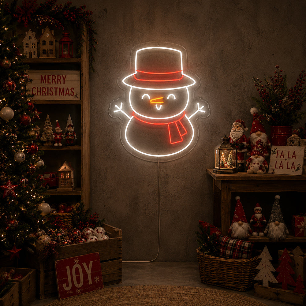 Señal de neón liderado por el muñeco de nieve - Hecho en Londres Christmas Neon Signs