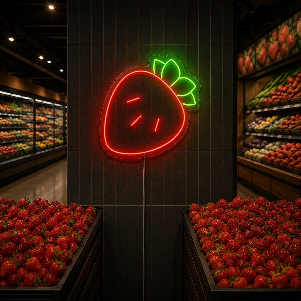 Strawberry -LED -Neonschild - Hergestellt in London Food Restaurants Neon Schilder