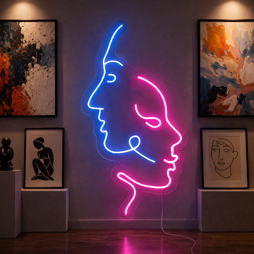 Zwei Gesichter LED -Neonschild - Planet Neon in London Neon Signs hergestellt
