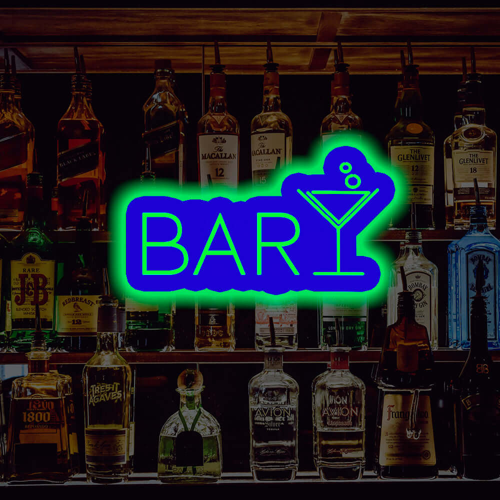 Bar Glass Backlit LED Neon Sign - Planet Neon