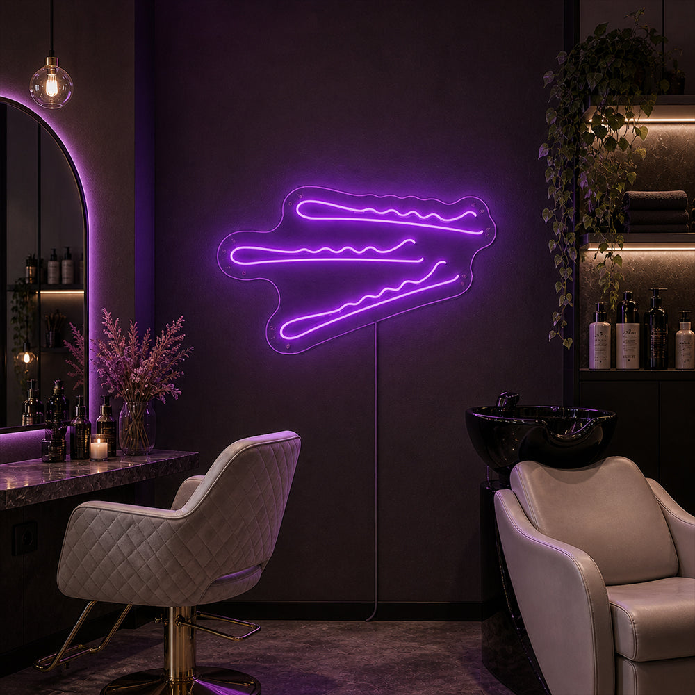 Signo de neon liderado por pinos de cabelo - Made in London Bobby Pins Neon Signs