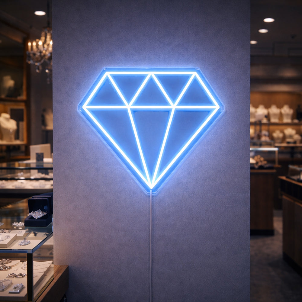 Sinal de néon de diamante LED - Planet Neon feito em sinais de néon de Londres