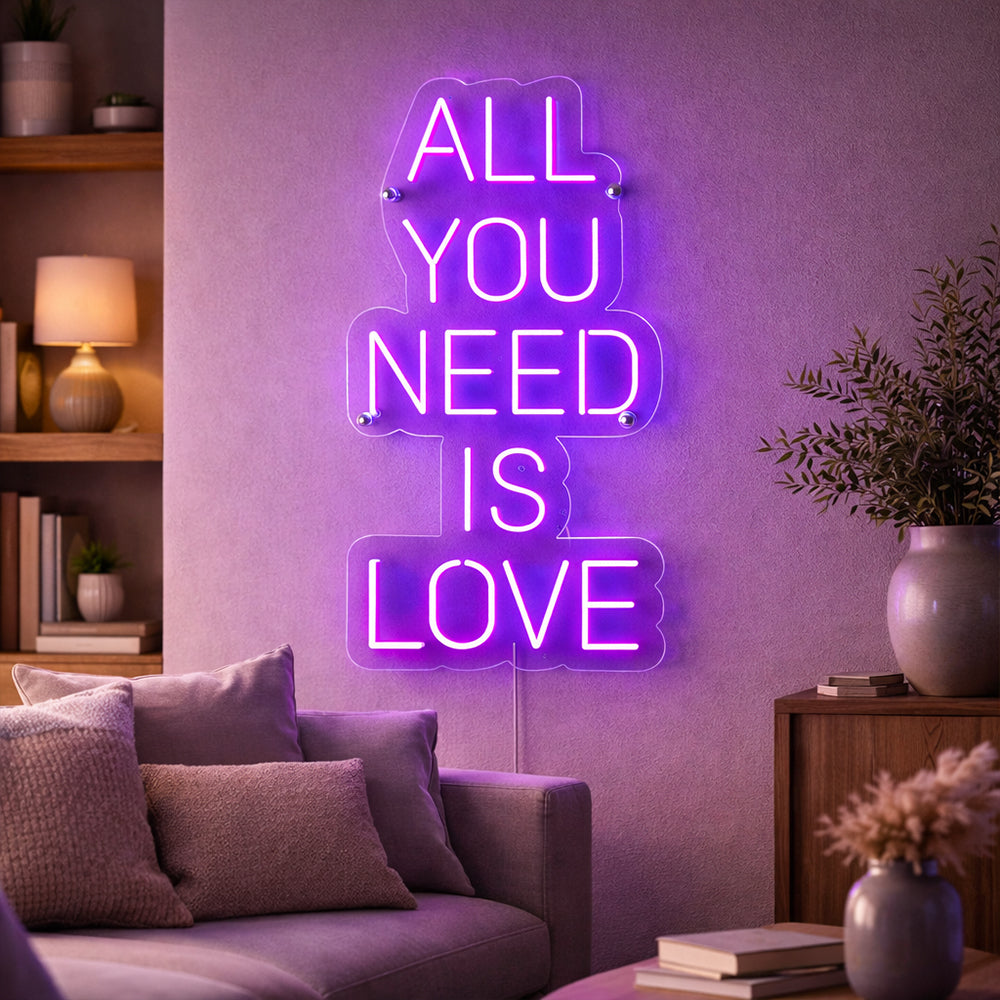 Tudo o que você precisa é de LED de LED de amor, Sign - Made in London Inspirational Neon Signs