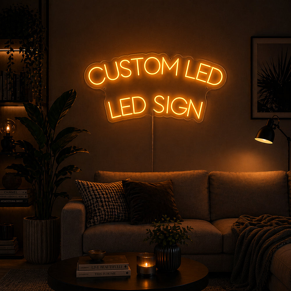 Señal de neón personalizado con 3 líneas personalizadas: hechas en Londres - Editor en línea - LED Neon Light