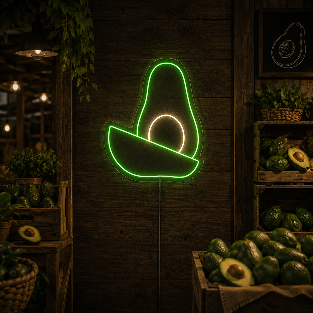 Signo de neon liderado por abacate - Made in London Food Restaurants Sinais de neon