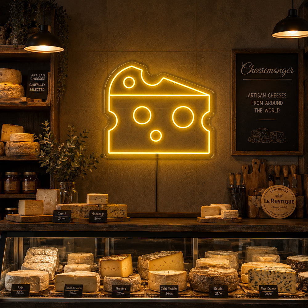 Käse -LED -Neonschild - Hergestellt in London Food Restaurants Neonschilder