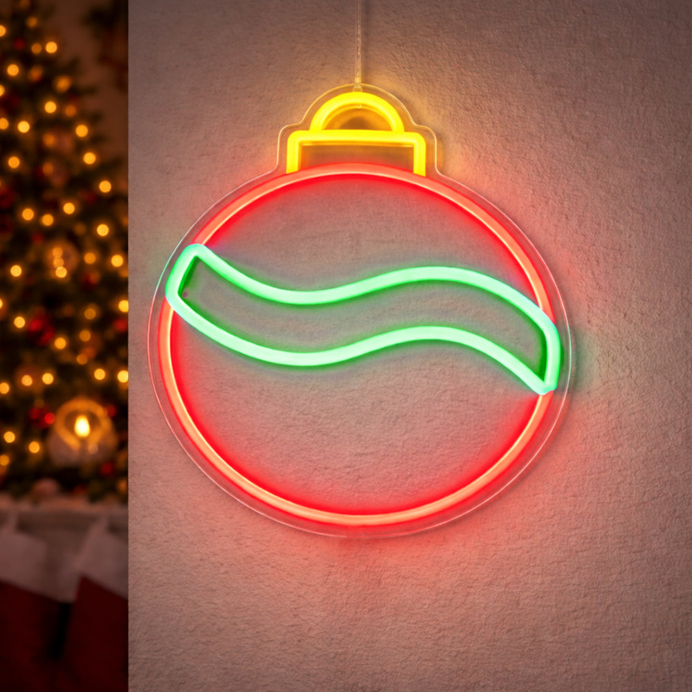 Julebauble førte neonskilt - lavet i London Christmas Neon -skilte