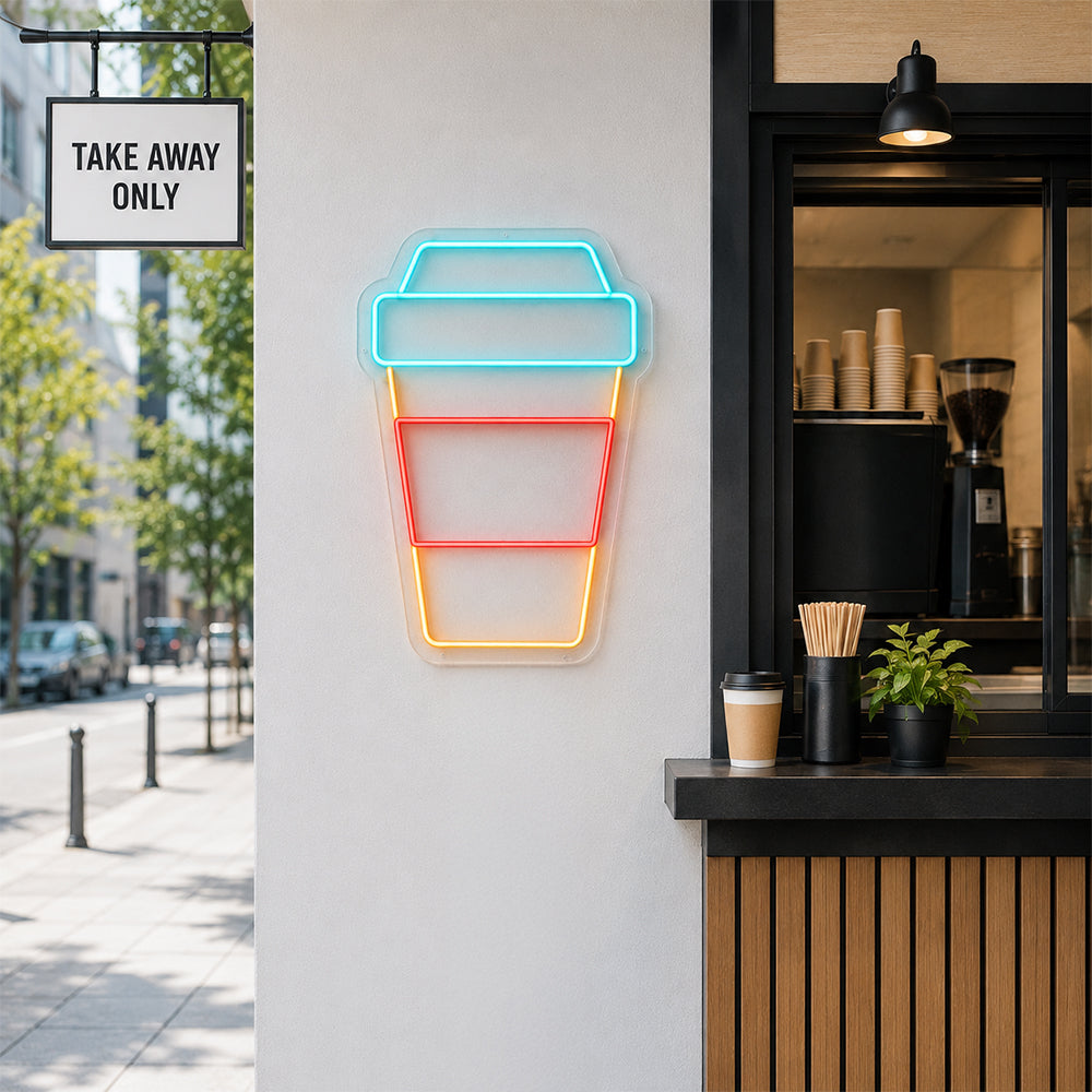 Cup LED NEON SIGN - Made in London Drink Restaurantes Sinais de neon