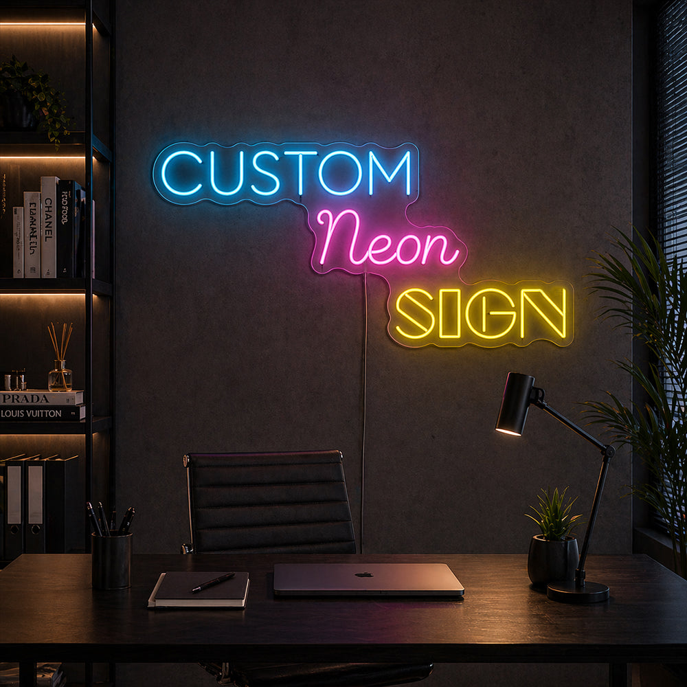 Señal de neón personalizado con 3 líneas personalizadas: hechas en Londres - Editor en línea - LED Neon Light