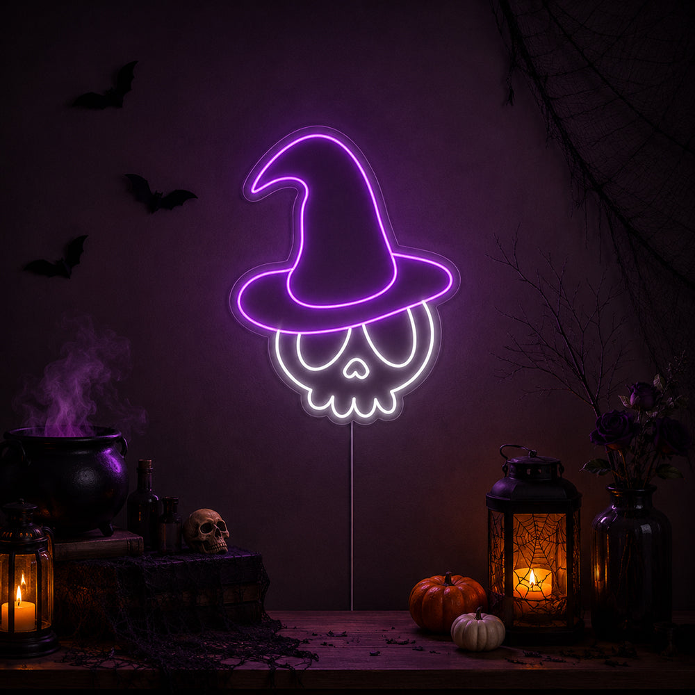 Calavera linda - Letrero de neón LED con decoración de Halloween hecho en Londres