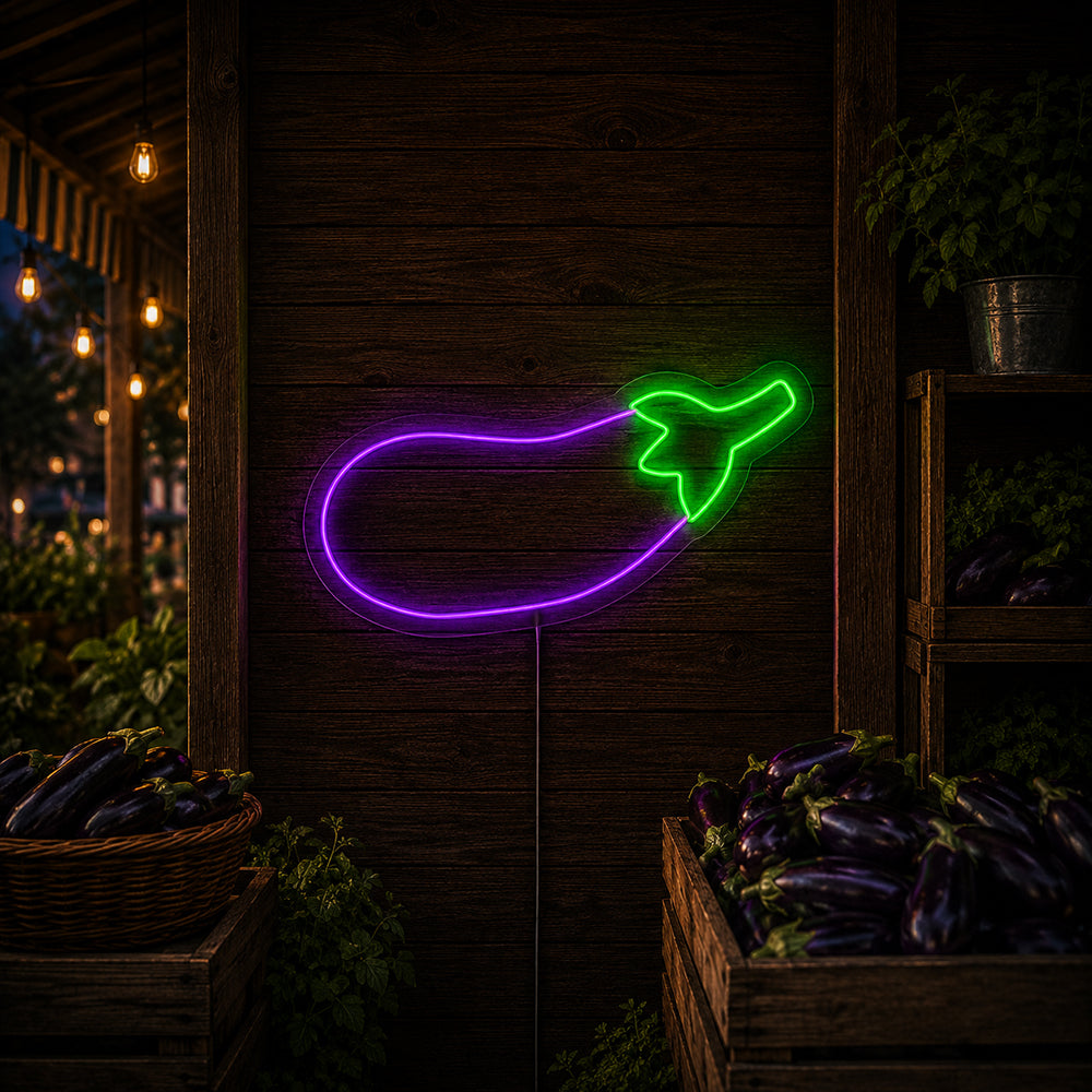 Auberginen -LED -Neonschild - Hergestellt in London Food Restaurants Neonschilder