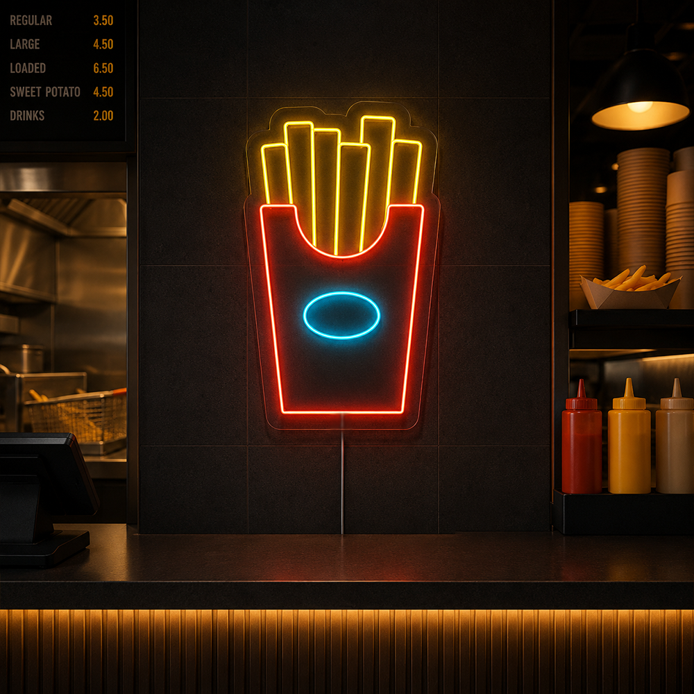 Chips liderou o sinal de néon - Made in London Food Restaurants Sinais de neon