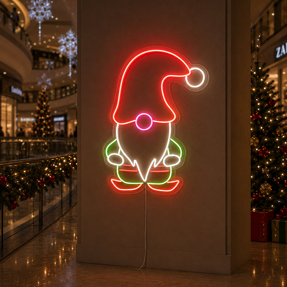 Letrero de neón LED con gnomo navideño - Letreros de neón hechos en Londres