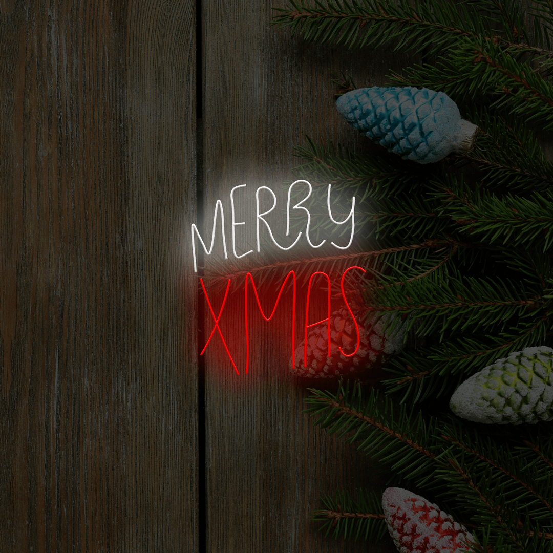 LED-Leuchtreklame „Merry Xmas“ – Hergestellt in London. Weihnachts-Leuchtreklamen – Planet Neon