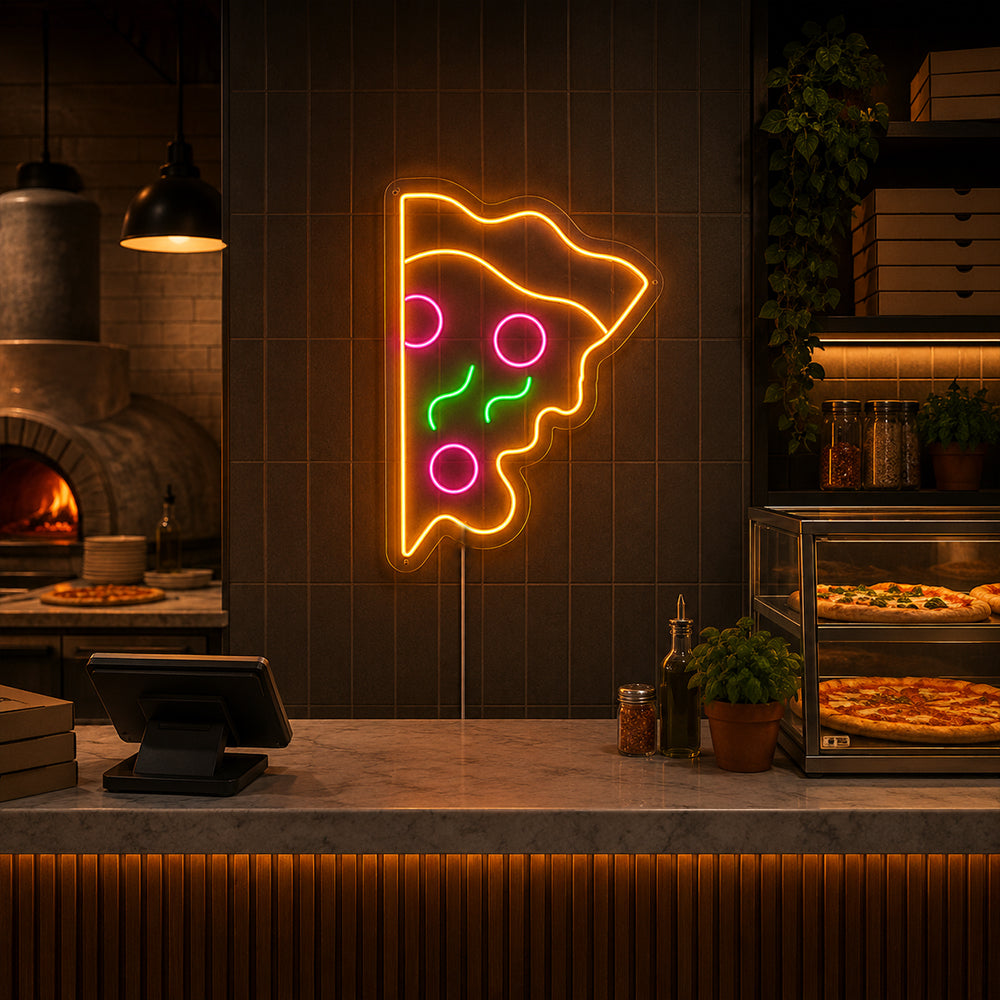 Pizza liderada pelo sinal de néon - Made in London Food Restaurants Sinais de neon