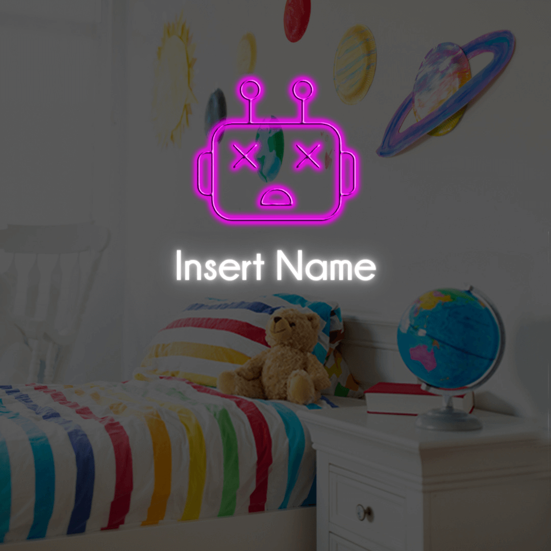 Sinal de néon LED personalizado da parte da cabeça do robô - Planet Neon