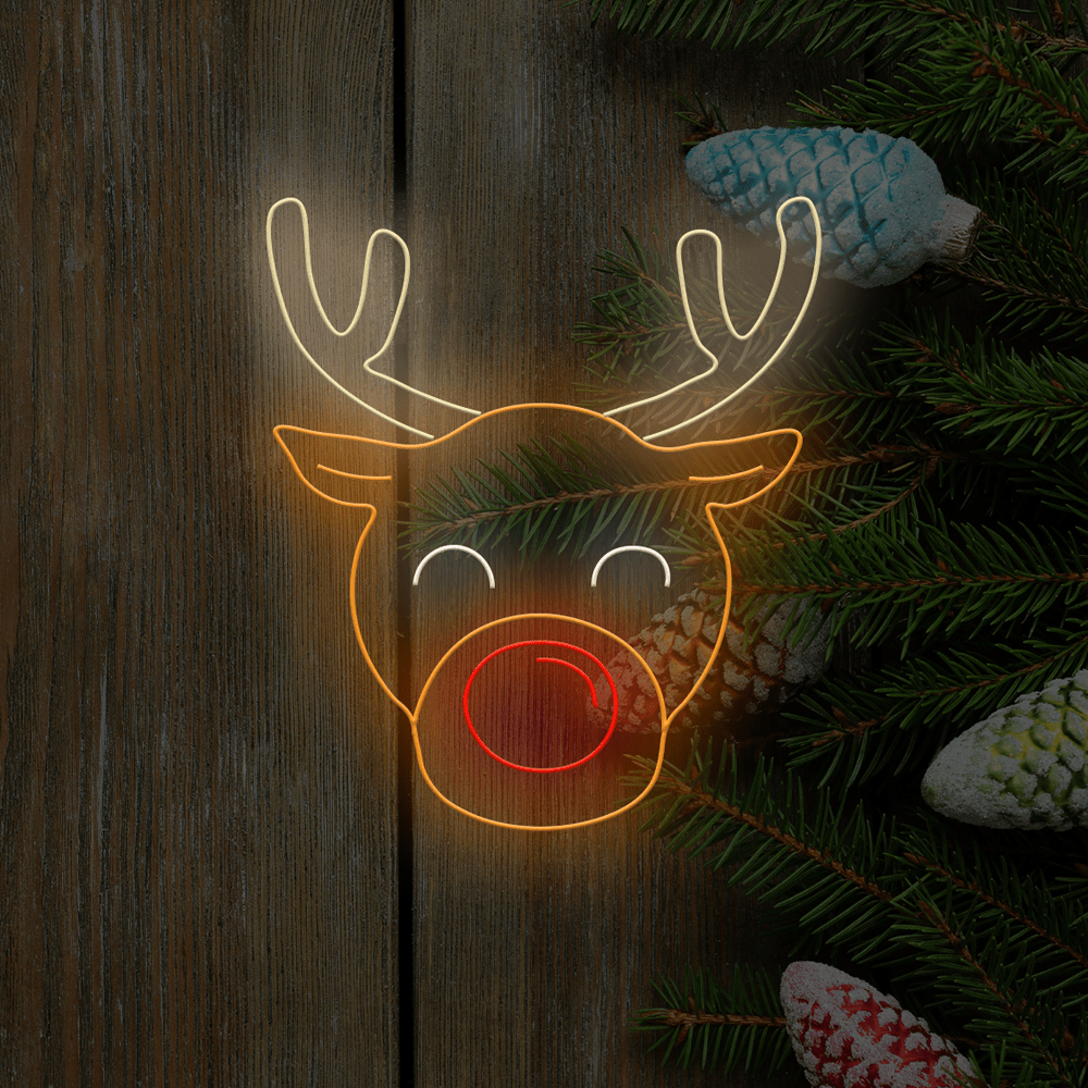 Sinal de néon LED Rudolph Reindeer - Feito em Londres Sinais de néon de Natal - Planet Neon