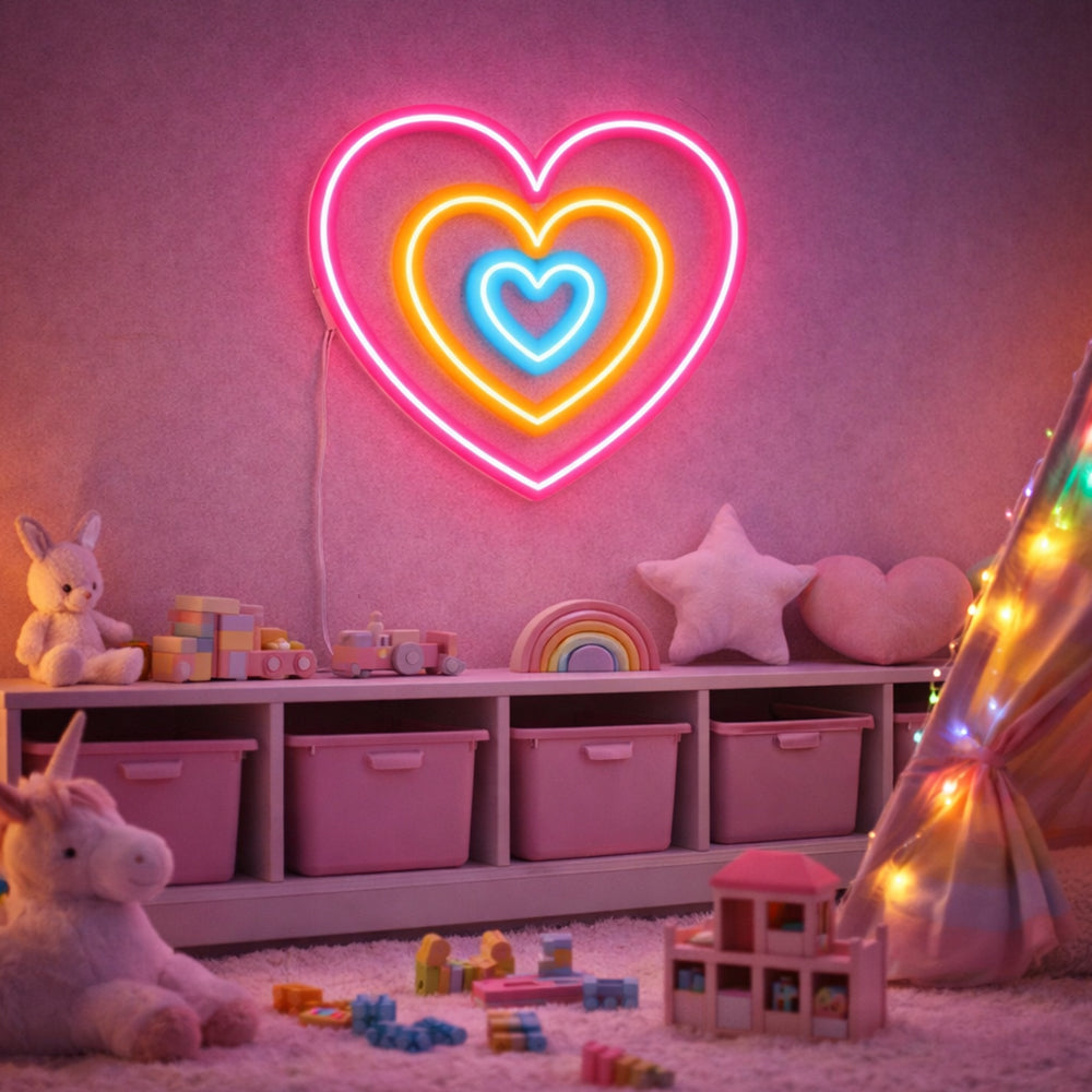 Rainbow Heart Led Néon Sign - Planet Neon feito em Londres Neon Signs