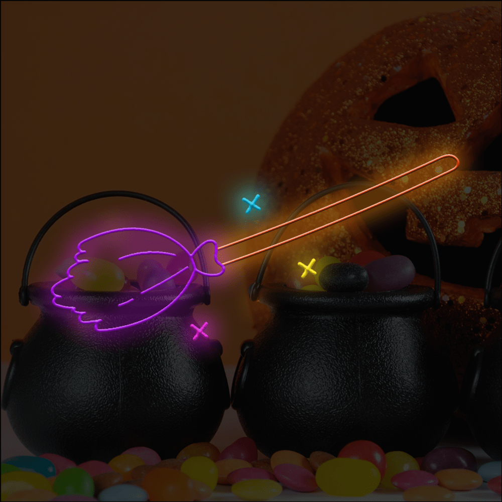 Vassoura de bruxa - Letreiro de néon LED de Halloween feito em Londres - Planet Neon