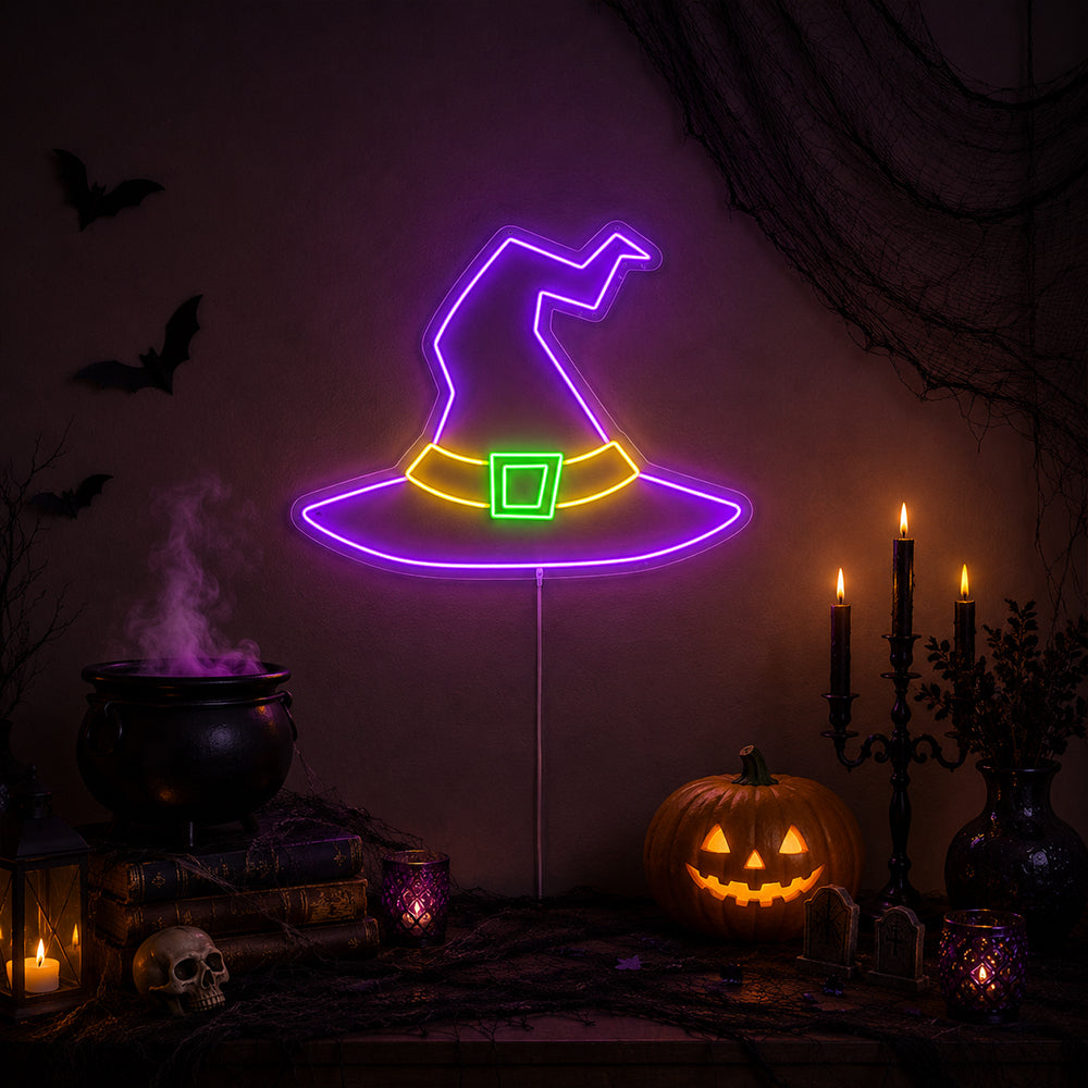 Noitahattu - Halloween LED-valokyltti, valmistettu Lontoossa